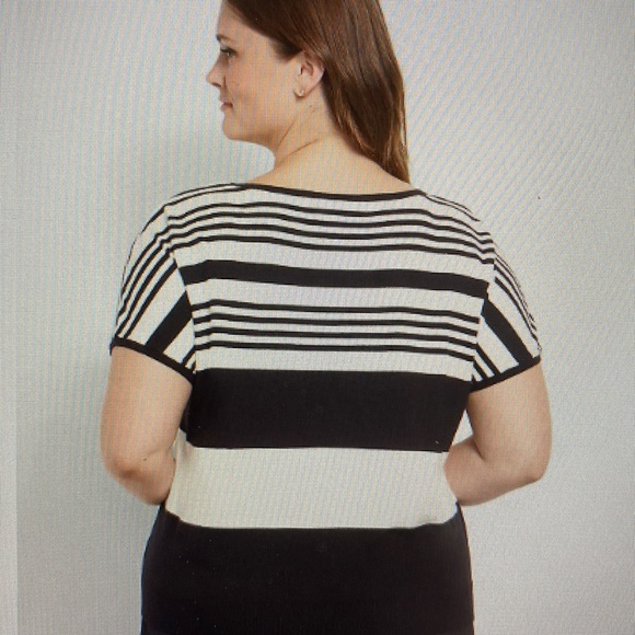 Lane Bryant Black and White Striped Sweater - Picture 2 of 4